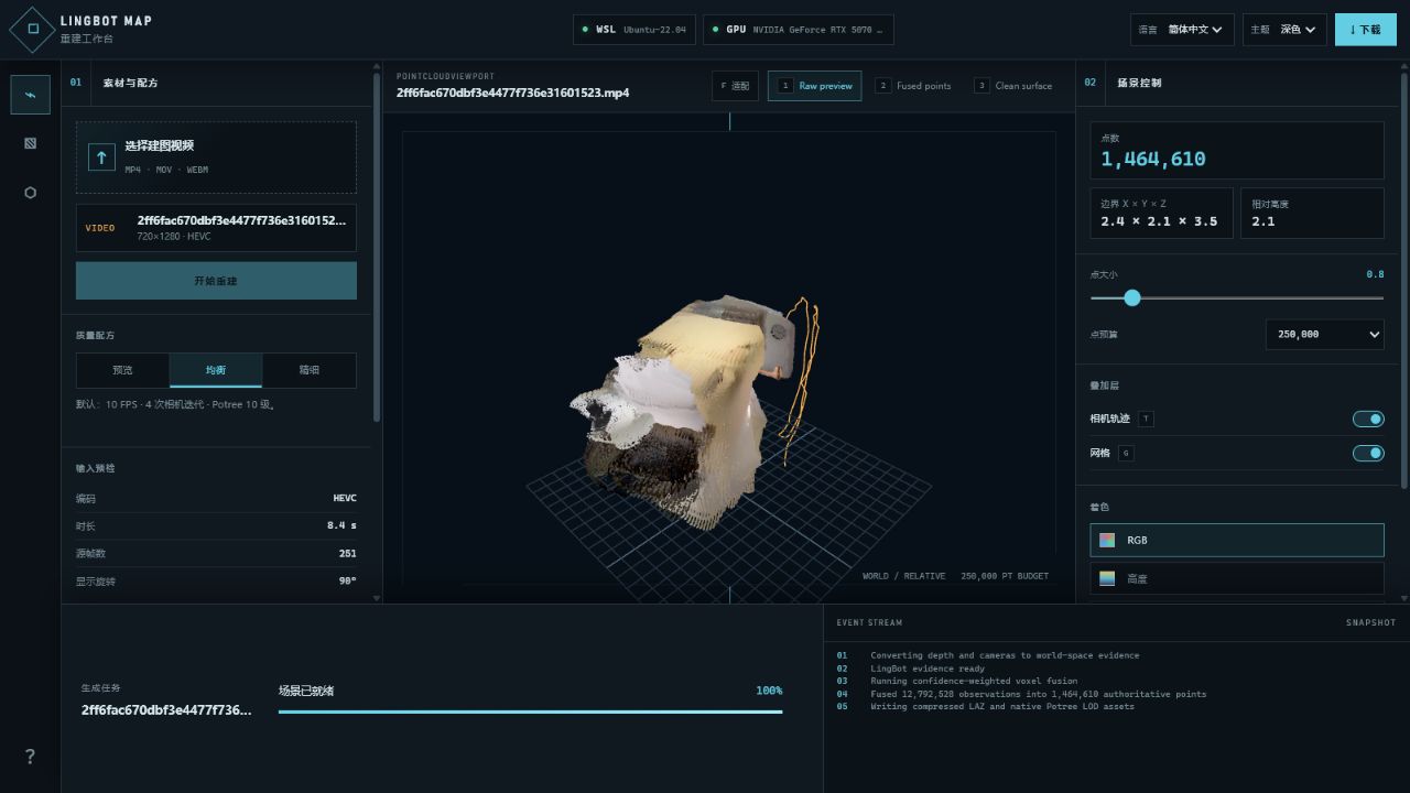 WorkBench 中的 raw preview,适合检查视频输入和逐帧推理是否跑偏